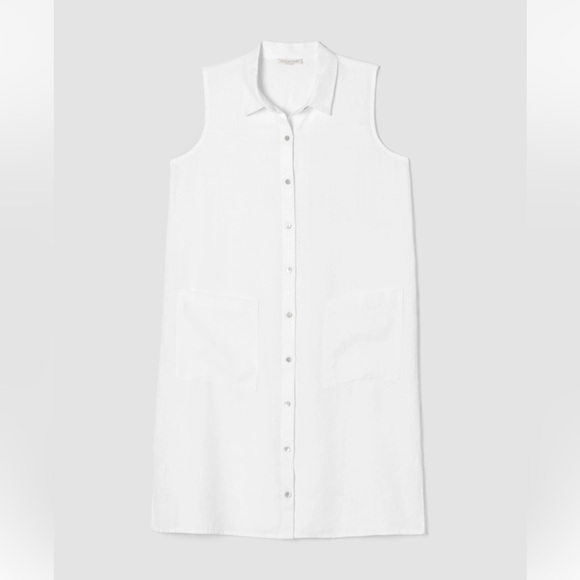 NWT EILEEN FISHER Organic Linen Sleeveless Dress - Picture 5 of 8